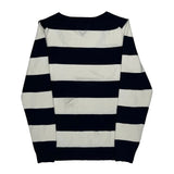 Tommy Hilfiger Striped Sweater - Large Black & White Cotton Blend