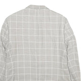 ZARA Mens Beige & White Checked Blazer Jacket L Polyester Blend Button Closure
