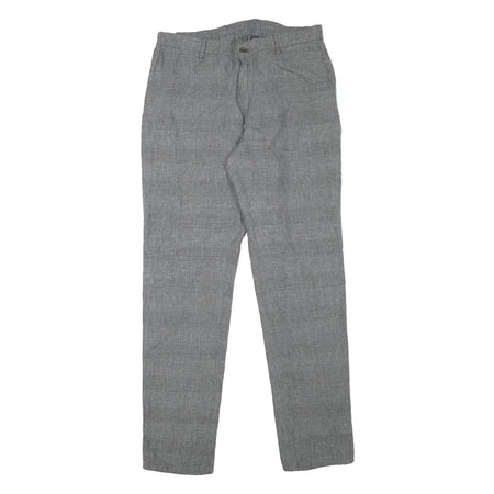 MASSIMO DUTTI Mens Linen Blend Grey Slim Straight Trousers W32 L31 Smart Fashion
