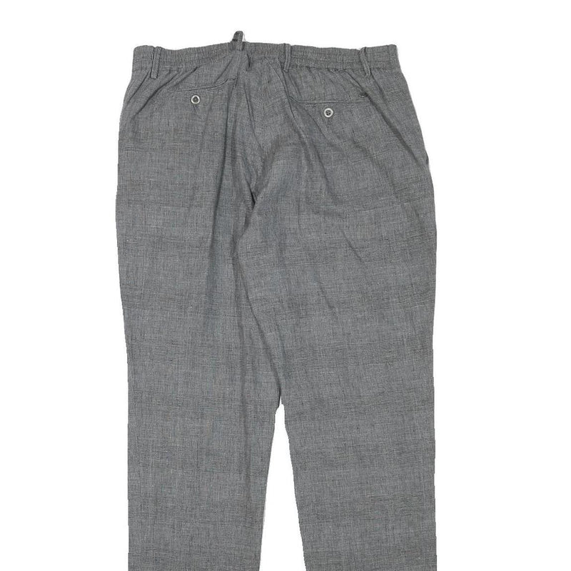 MASSIMO DUTTI Mens Linen Blend Grey Slim Straight Trousers W32 L31 Smart Fashion
