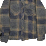 OCEAN COAST Mens Blue & Brown Cotton Blend Button Jacket S Plaid Casual Shirt