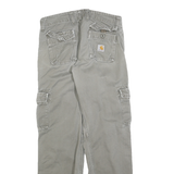 CARHARTT Mens Cotton Blend Grey Regular Cargo Trousers W30 L30 Workwear Durable