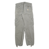 CARHARTT Mens Cotton Blend Grey Regular Cargo Trousers W30 L30 Workwear Durable