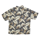 CAMPIA Mens Black & Beige Floral Rayon Shirt XL Summer Vacation Casual