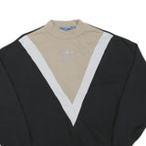 ADIDAS Womens Black & Beige V Panel Crew Neck UK 10 Sweatshirt Cotton Blend