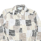 DA-RUE Womens Beige Brown & Black Printed Shirt Long Sleeve Button Neck M