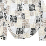 DA-RUE Womens Beige Brown & Black Printed Shirt Long Sleeve Button Neck M