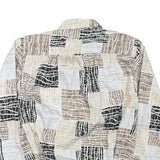 DA-RUE Womens Beige Brown & Black Printed Shirt Long Sleeve Button Neck M