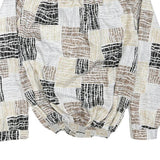 DA-RUE Womens Beige Brown & Black Printed Shirt Long Sleeve Button Neck M
