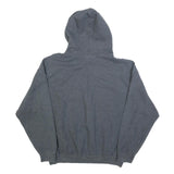 GILDAN Mens Grey Connecticut Print Pullover Hoodie L Casual Cotton Blend