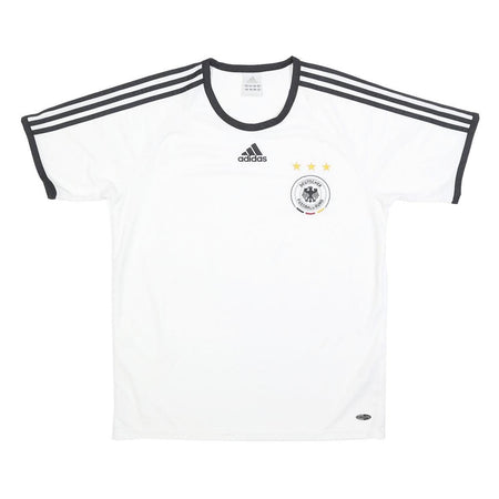 ADIDAS Mens White Black Germany Football T-Shirt M Short Sleeve Crew Neck Sports