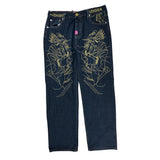 Christian Audigier Graphic Jeans - 36W 32L Blue Denim