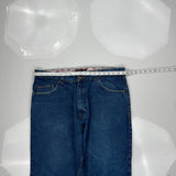 Winged Heart Embroidery On Back Pockets Soulland Hip Hop Jeans - 40W 28L Blue Cotton