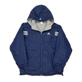 Adidas Striped Jacket - Large Blue Polyester