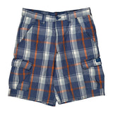 Wrangler Checked Cargo Shorts - 30W 10L Blue Cotton