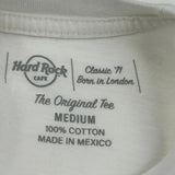 Hollywood, Fl Hard Rock Cafe Graphic T-Shirt - Medium White Cotton