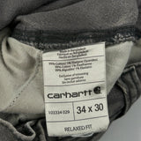 Carhartt Double Knee Carpenter Trousers - 34W 30L Grey Cotton