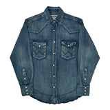 Wrangler Denim Shirt - Small Blue Cotton