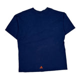 Adidas Striped T-Shirt - Large Orange Cotton