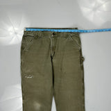 Carhartt Double Knee Carpenter Pants - 34W 29L Green Cotton