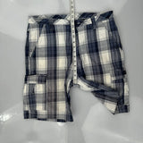 American Eagle Checked Cargo Shorts - 36W 10L Blue Cotton