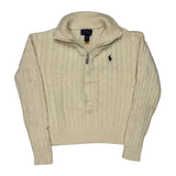Age 8-10 Polo By Ralph Lauren 1/4 Zip - Medium Cream Cotton