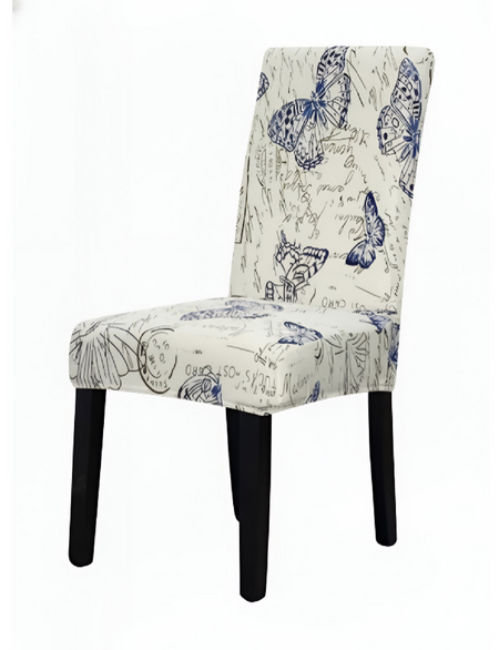 Anyseat White with Blue Butterfly Design Chair Cover – Elastic Slipcover with Anti‑Dirt Protection for Dining Room, Kitchen, Wedding, Hotel, Banquet & Restaurant