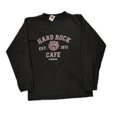 Hard Rock Cafe Graphic Long Sleeve T-Shirt - Large Black Cotton