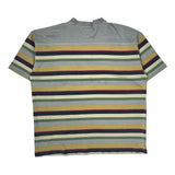 Guess Striped Henley Polo Shirt - Large Multicoloured Cotton