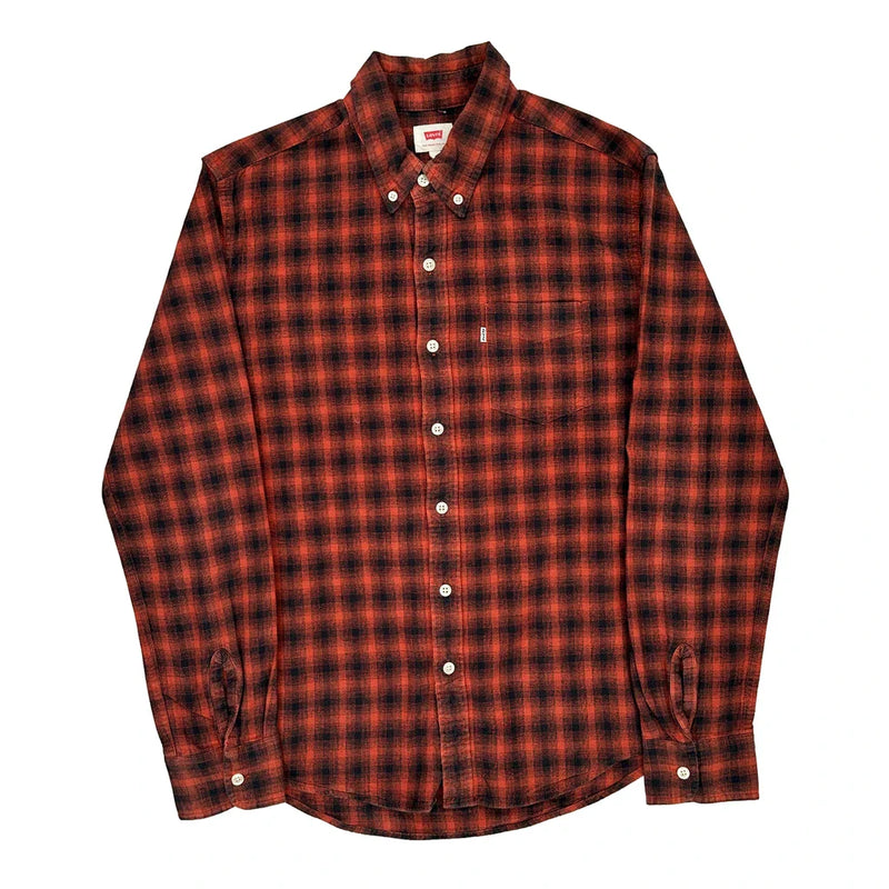 Levis Checked Flannel Shirt - Medium Red Cotton