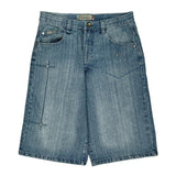 Indigo Denim Shorts - 34W 14L Light Wash Cotton