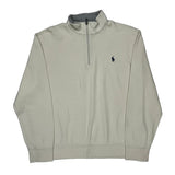 Vintage Polo By Ralph Lauren 1/4 Zip - Large Cream Cotton