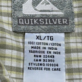 Quiksilver Checked Short Sleeve Shirt - XL Beige Cotton