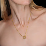 Caged Quartz 14k Gold Brass Necklace