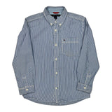 Age 7 Tommy Hilfiger Striped Shirt - Small Blue Cotton
