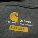 Carhartt Spellout Hoodie - XL Gray Cotton Blend