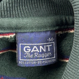 Gant Striped Rugby Shirt - Medium Green Cotton Blend