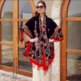 Anyyou 100% Merino Wool Black Red Neck Wrap Silk Satin Large Winter Scarf Pashmina Shawl Bandana Perfect For Women Ladies Fashion Style