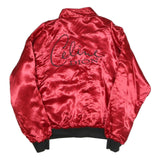 Womens Red Satin Bomber Jacket M Zip Plain Casual Streetwear Fashion