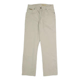 WRANGLER Mens Relaxed Beige Cotton Blend Trousers W30 L29 Zip Closure