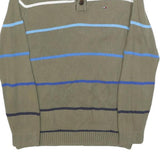TOMMY HILFIGER Boys Beige & Blue Patterned Pullover V-Neck Basic Knit XL Cotton