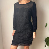 Intimissimi Lace Midi Dress - Small Black Cotton Blend