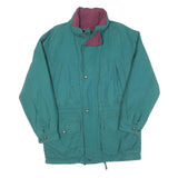 Womens Green & Purple Plain Zip Jacket L Polyester Blend Lightweight Casual