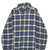 CROFT & BARROW Mens Blue Green White Check Shirt S Button-Down Collar Long