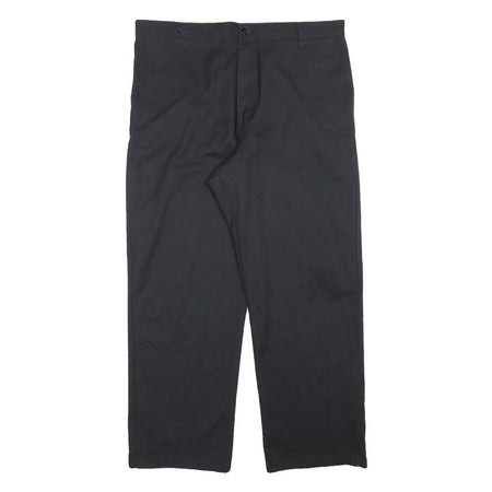 DICKIES Mens Black Regular Fit Straight Trousers Cotton Blend Zip W38 L30