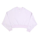 NIKE Womens Lilac Purple Crew Neck M Small Swoosh Logo Cropped Sweatshirt