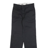 DICKIES Mens Black Regular Fit Straight Leg Cotton Blend Trousers W30 L32