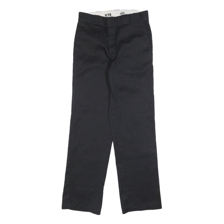 DICKIES Mens Black Regular Fit Straight Leg Cotton Blend Trousers W30 L32