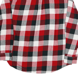 CHAPS Mens Red Black & Grey Check Shirt L Cotton Blend Long Sleeve Button
