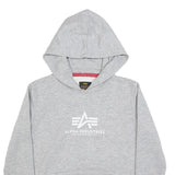 ALPHA INDUSTRIES Mens Grey Hoodie S Cotton Blend Pullover Casual Sweatshirt